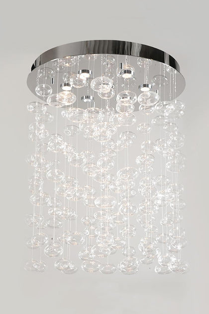 The Vault Bella Glass Bubbles Chandelier - Polished Nickel + Clear Glass