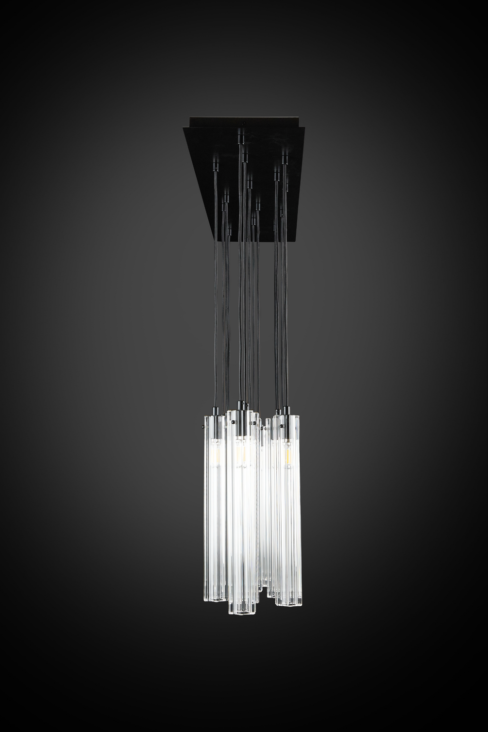The Vault Eden Staggered Matte Black Multi Spot Glass Chandelier