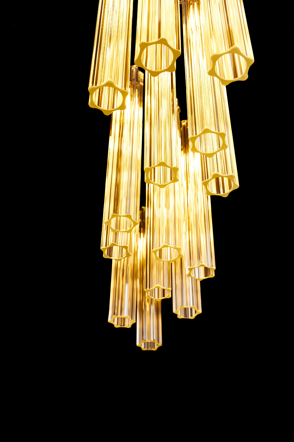 The Vault Eden Staggered Matte Black Multi Spot Glass Chandelier
