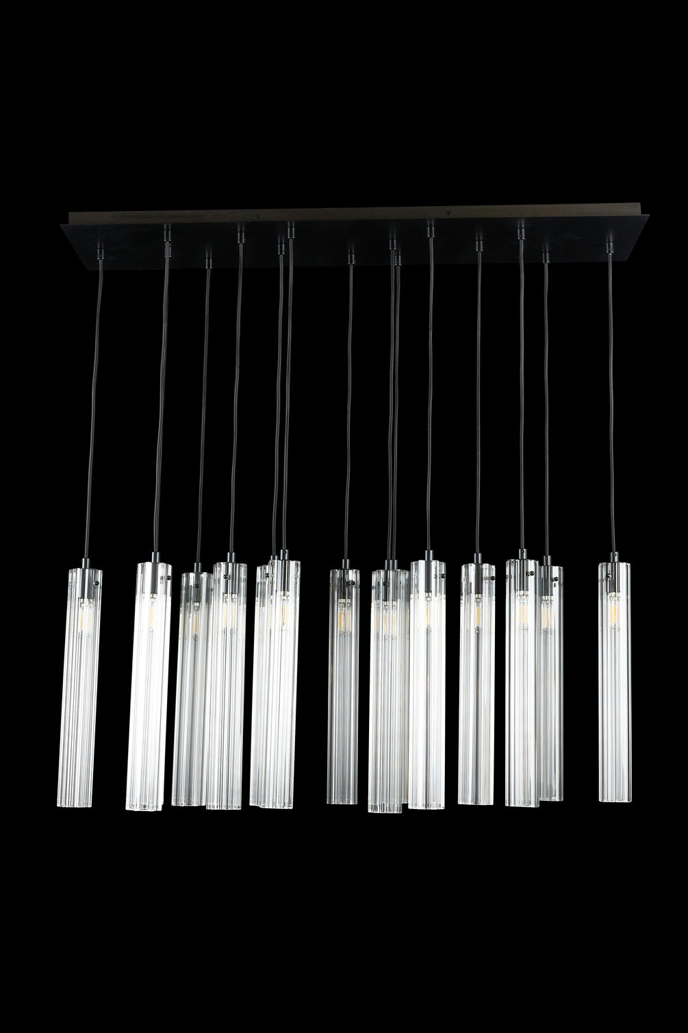 The Vault Eden Staggered Matte Black Multi Spot Glass Chandelier
