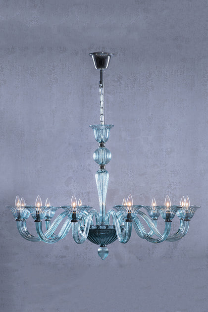 The Vault Marcella Venetian Blue Glass Chandelier