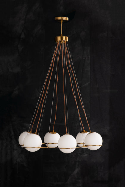 The Vault Orion Milk Glass Globe Chandelier