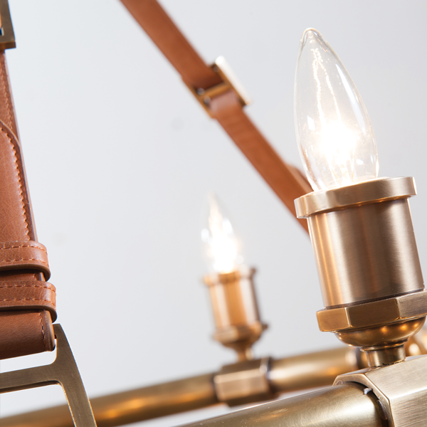 The Vault Redford Leather Round Chandelier