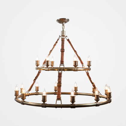 The Vault Redford Leather Round Chandelier
