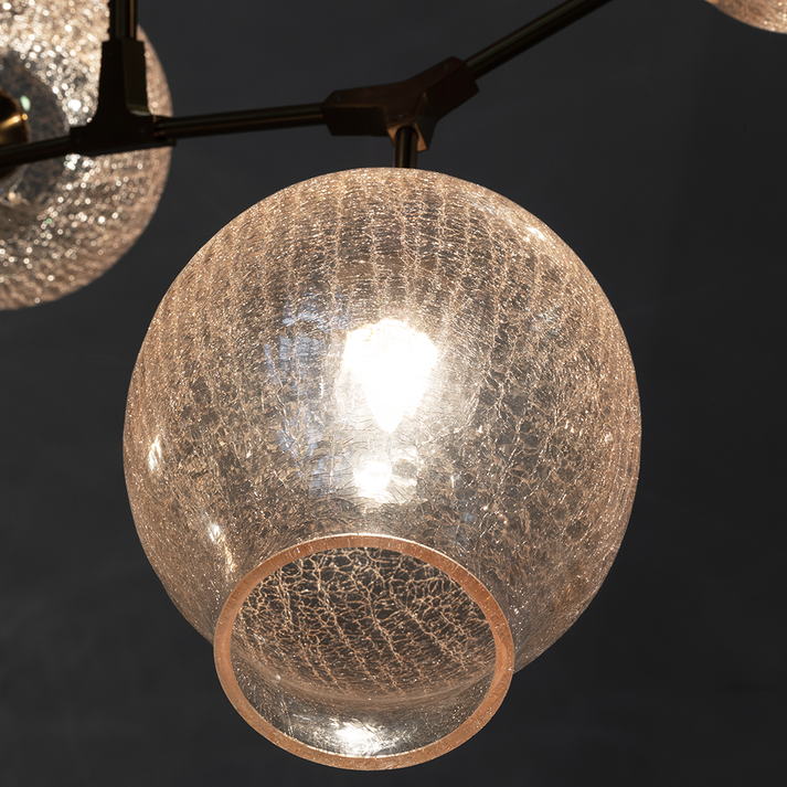 The Vault Rhome Sputnik Acid Black Frame & Crackle Glass Chandelier