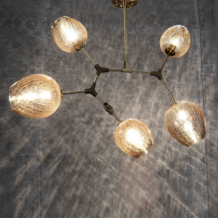 The Vault Rhome Sputnik Stainless Steel Frame & Crackle Glass Chandelier
