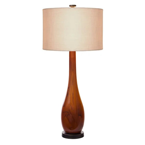 Thumprints Burlwood Off White Linen Hardback Table Lamp