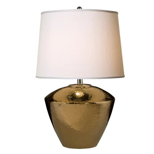Thumprints Electra Bronze White Silk Hardback Table Lamp