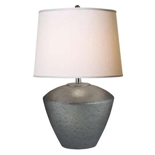 Thumprints Electra Grey White Silk Hardback Table Lamp