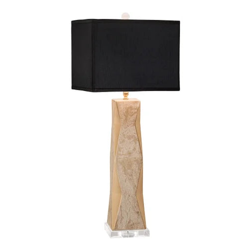 Thumprints Geo Marbled Gold Black Rectangle Shade Table Lamp