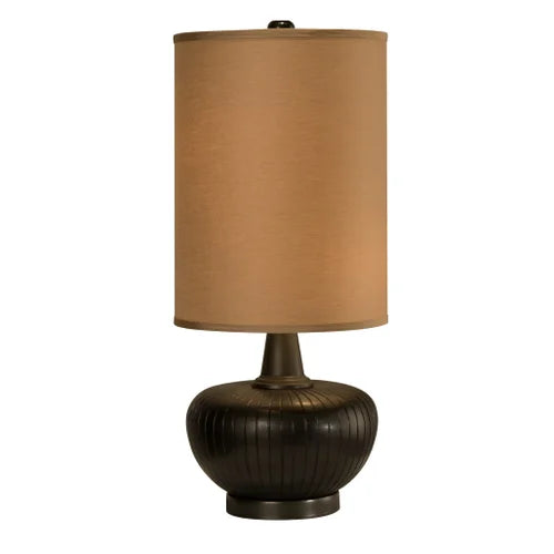 Thumprints Graphite Tan Silk Hardback Table Lamp