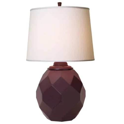 Thumprints Jewel Satin Eggplant White Silk Hardback Table Lamp