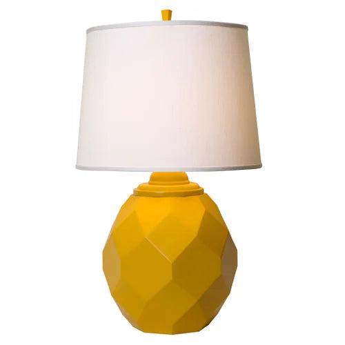 Thumprints Jewel Satin Yellow White Silk Hardback Table Lamp