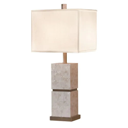 Thumprints Seaside White Silk Hardback Table Lamp