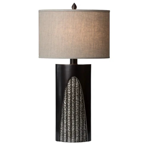 Thumprints Troy Satin Bronze with Brushed Nickel Accents Table Lamp