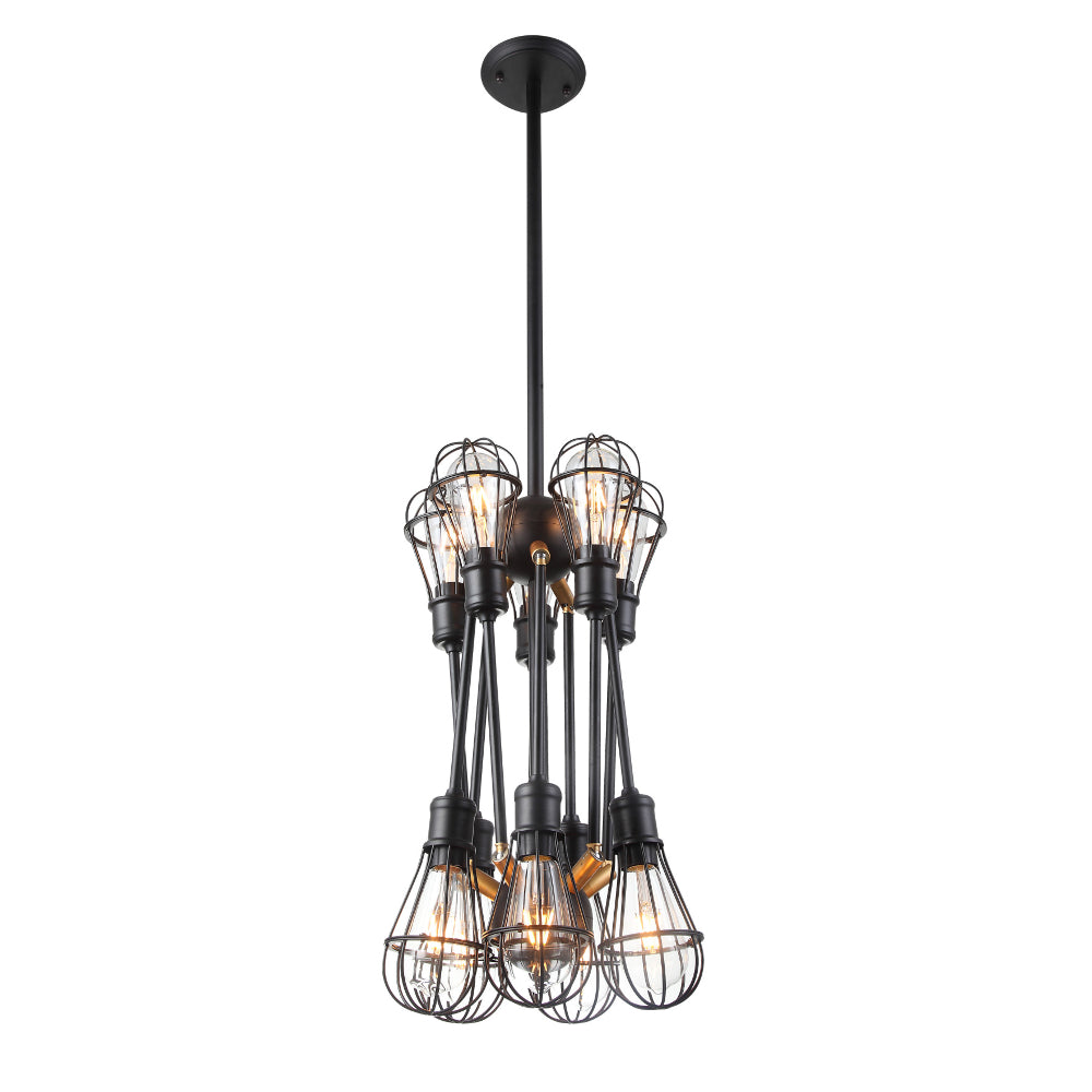 VONN 36" Matte Black VVC31320BL Multi-Pivoting-Arm Chandelier With LED Filament Bulbs