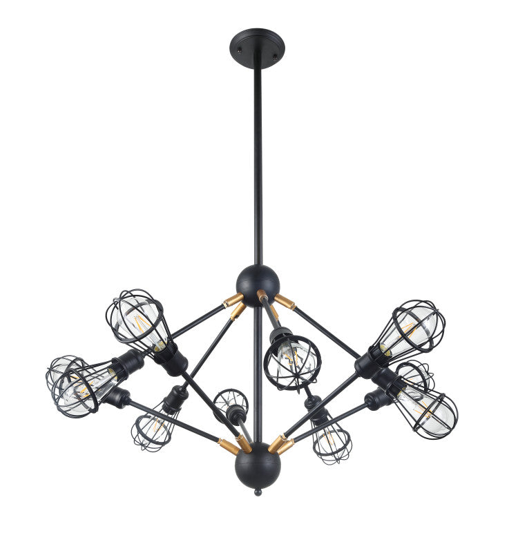 VONN 36" Matte Black VVC31320BL Multi-Pivoting-Arm Chandelier With LED Filament Bulbs