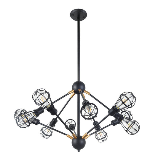 VONN 36" Matte Black VVC31320BL Multi-Pivoting-Arm Chandelier With LED Filament Bulbs