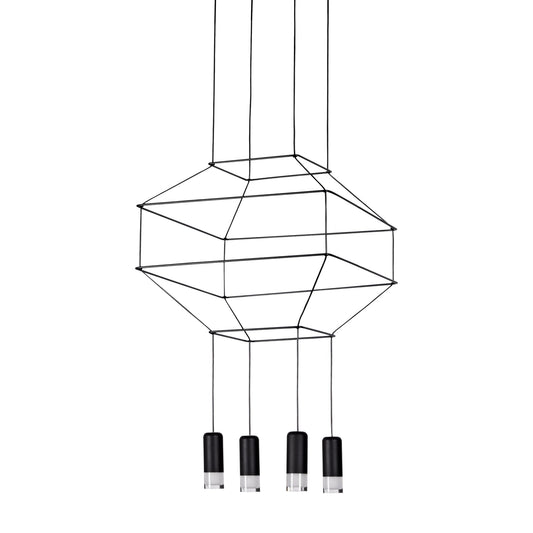 VONN Expression 18" Black 4-Light Integrated LED Height Adjustable Pendant