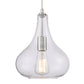 Vanity Art 10" 1-Light LED Compatible Chrome Pendant Light With Clear Glass Shade