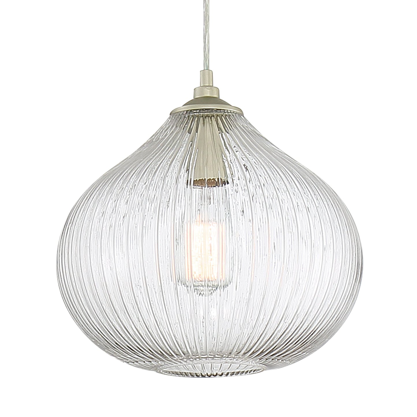 Vanity Art 12" 1-Light LED Compatible Antique Silver Pendant Light With Clear Glass Shade