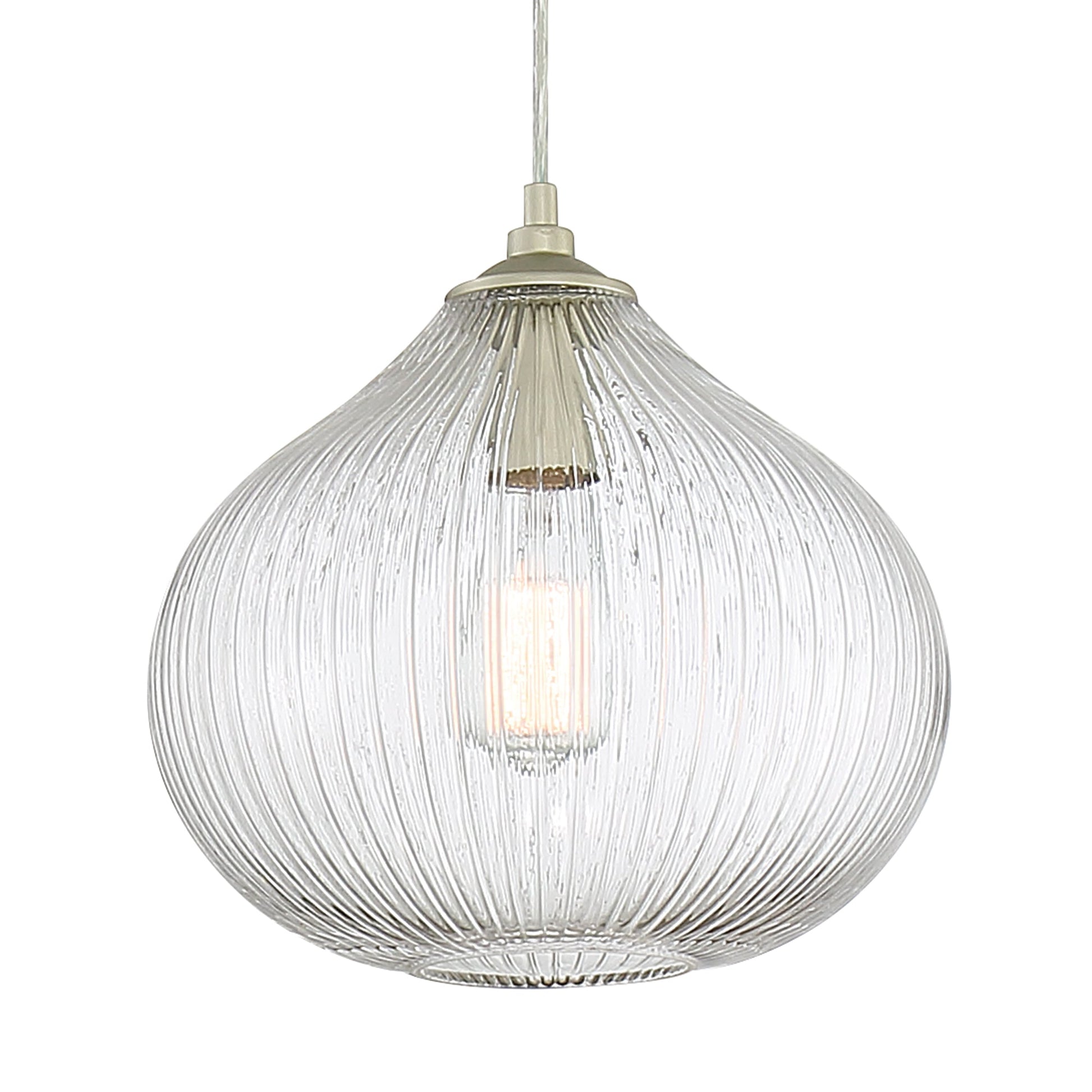 Vanity Art 12" 1-Light LED Compatible Antique Silver Pendant Light With Clear Glass Shade
