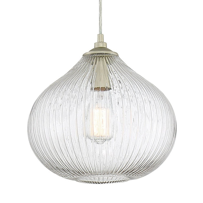 Vanity Art 12" 1-Light LED Compatible Brass Dust Pendant Light With Clear Glass Shade