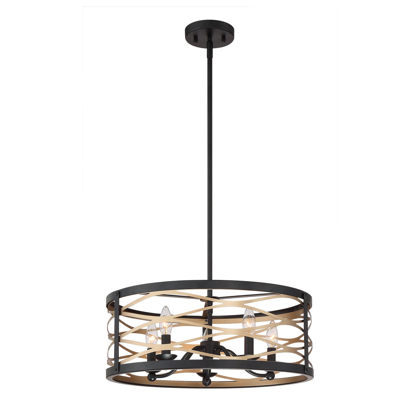 Vanity Art 21" 5-Light LED Black Drum Chandelier Light