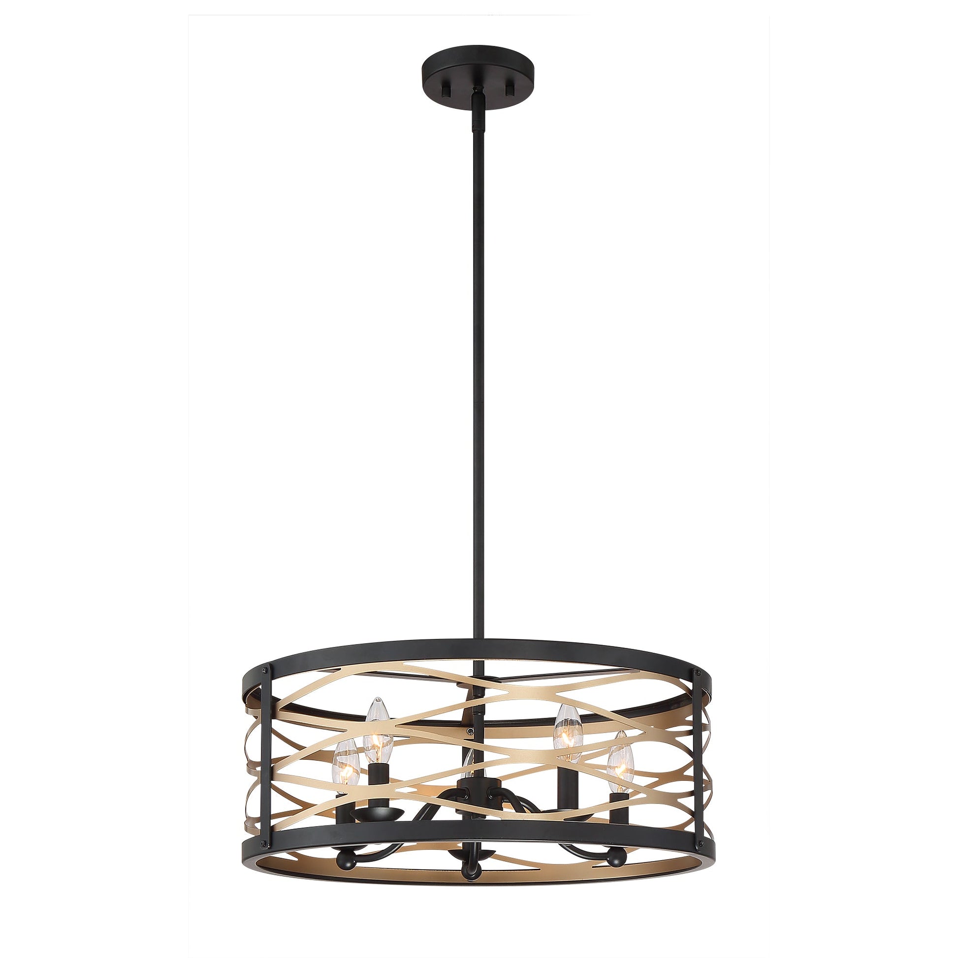 Vanity Art 21" 5-Light LED Black Drum Chandelier Light