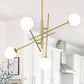 Vanity Art 32" 4-Light Brass Dust Chandelier Light With White Glass Shade
