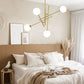 Vanity Art 32" 4-Light Brass Dust Chandelier Light With White Glass Shade