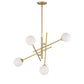 Vanity Art 32" 4-Light Brass Dust Chandelier Light With White Glass Shade