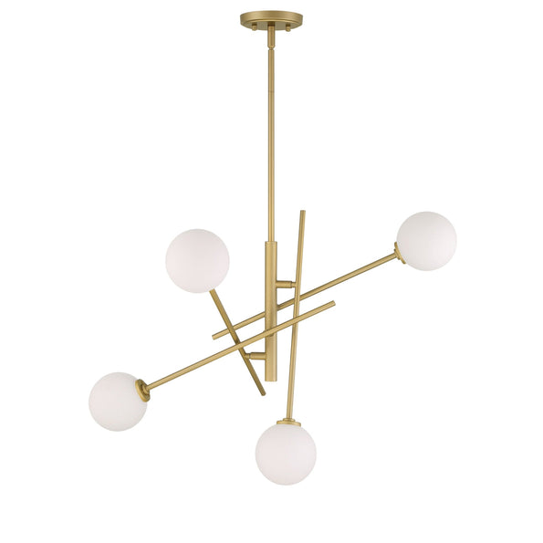 Vanity Art 32" 4-Light Brass Dust Chandelier Light With White Glass Shade