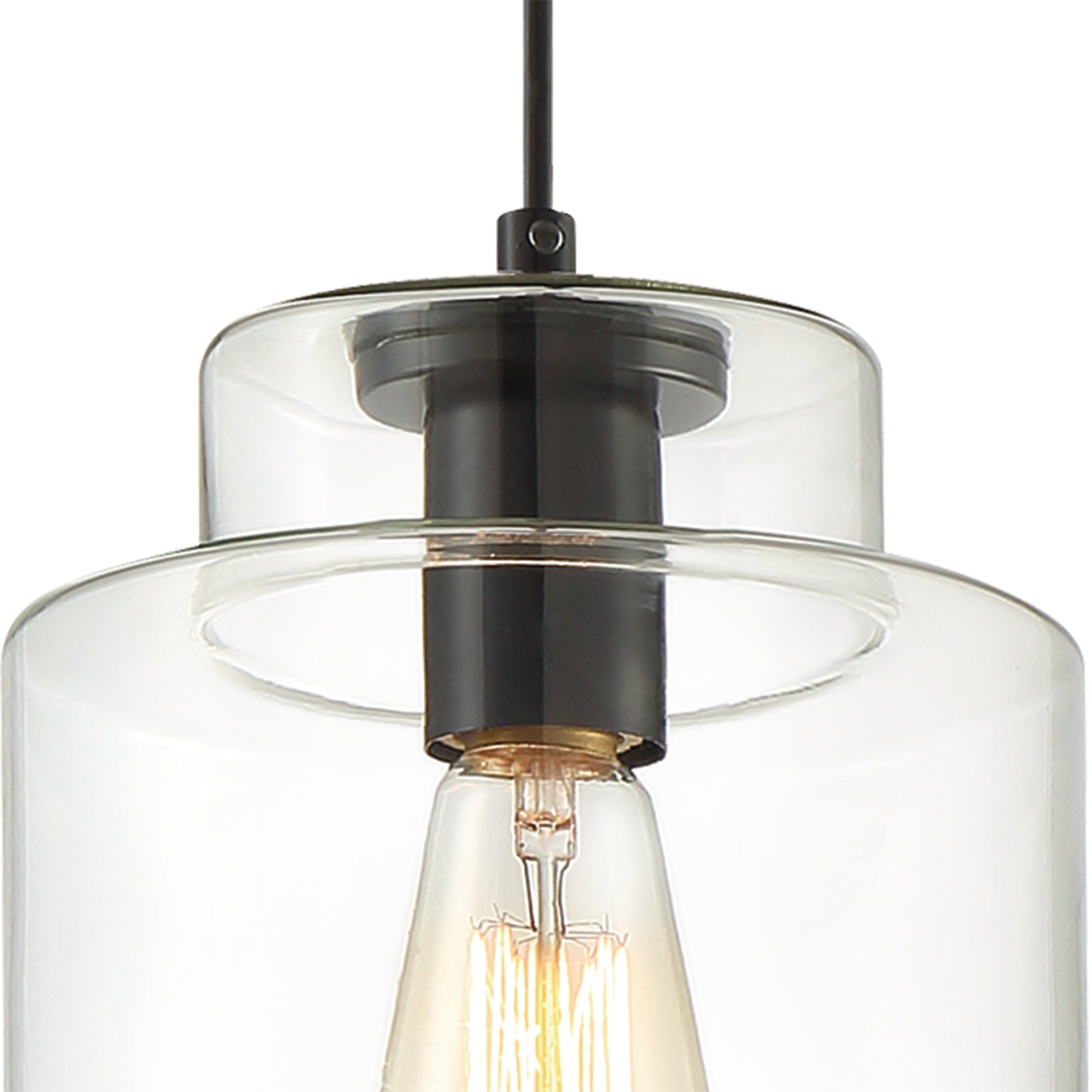 Vanity Art 7" 1-Light LED Compatible Black Pendant Light With Clear Glass Shade
