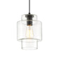 Vanity Art 7" 1-Light LED Compatible Black Pendant Light With Clear Glass Shade