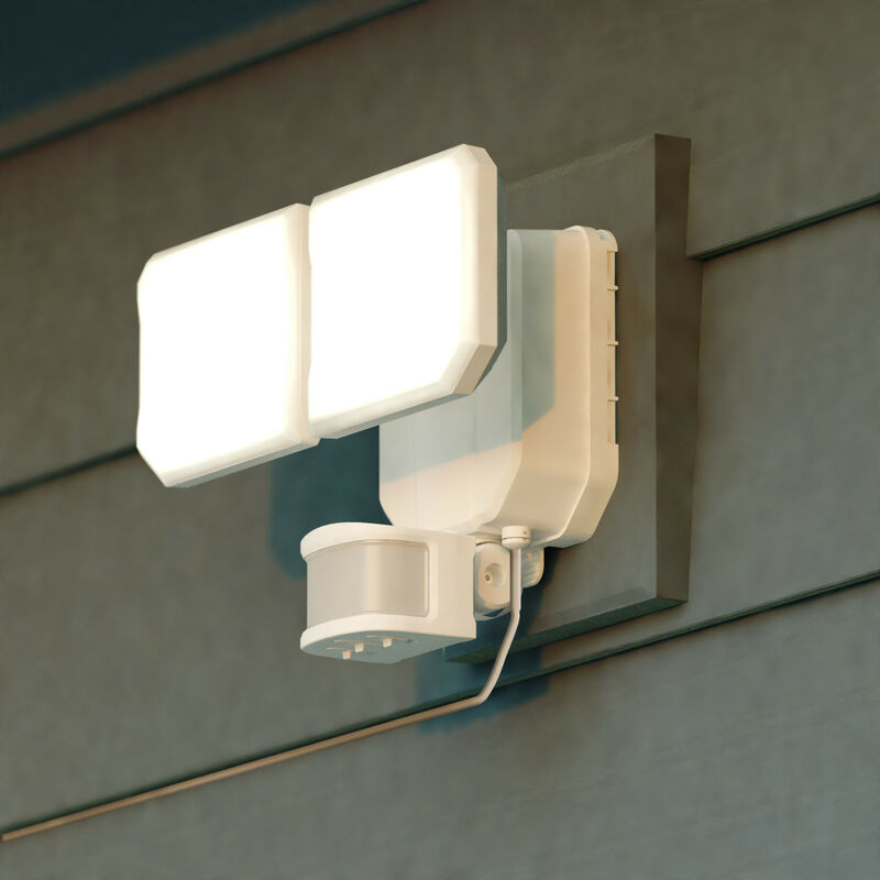Vaxcel 10.25-in. 2 Light Solar LED Outdoor Motion Sensor Security Flood Light White