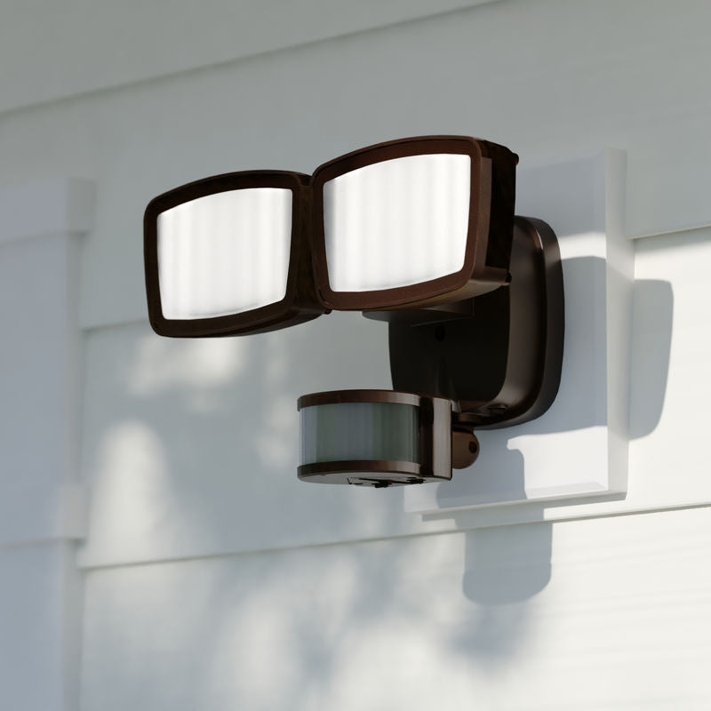 Vaxcel 10.75-in. 2L LED CCT Adj. Outdoor Motion Security Flood Light Bronze 240 Deg.