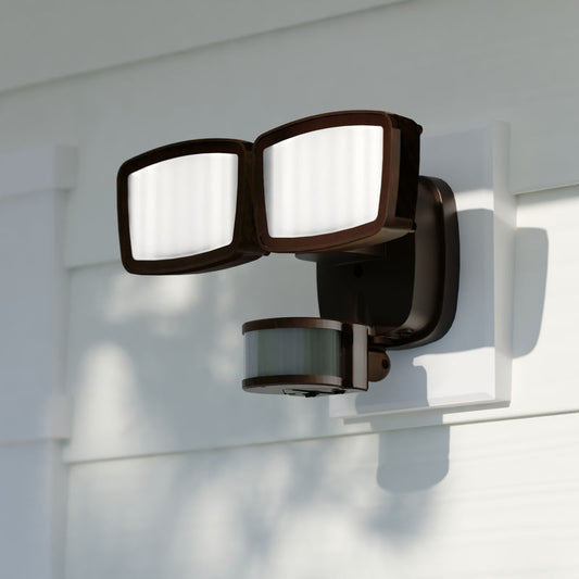 Vaxcel 10.75-in. 2L LED CCT Adj. Outdoor Motion Security Flood Light Bronze 240 Deg.