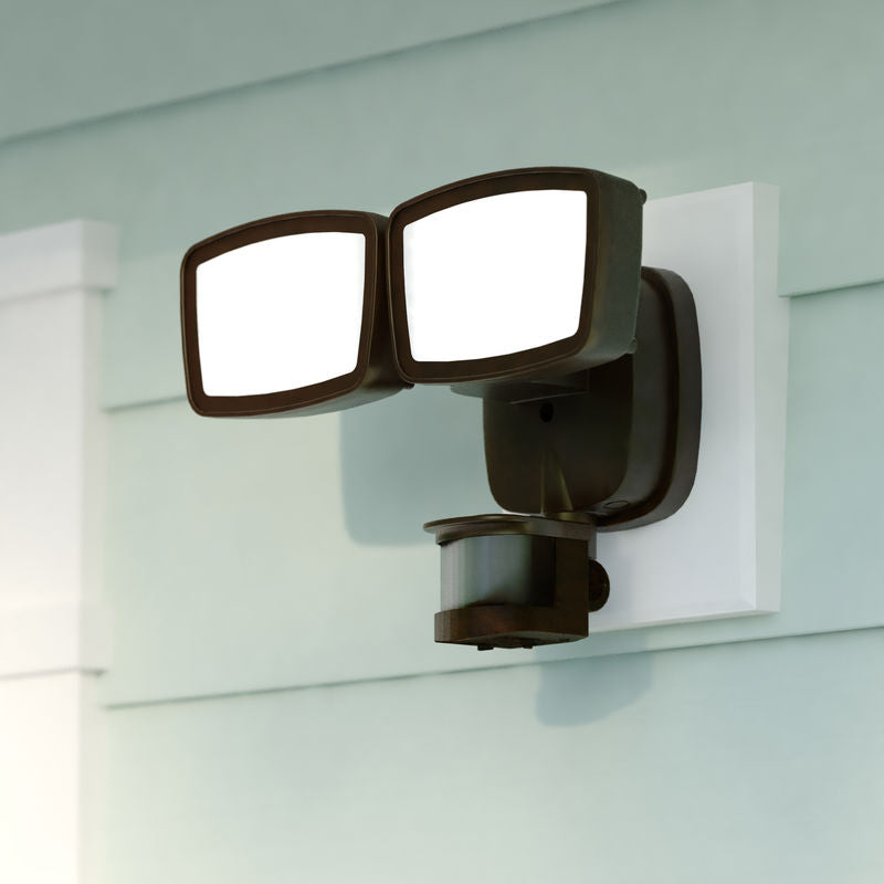 Vaxcel 10.75-in. 2L LED Outdoor Motion Sensor Security Flood Light Bronze 180 Deg.