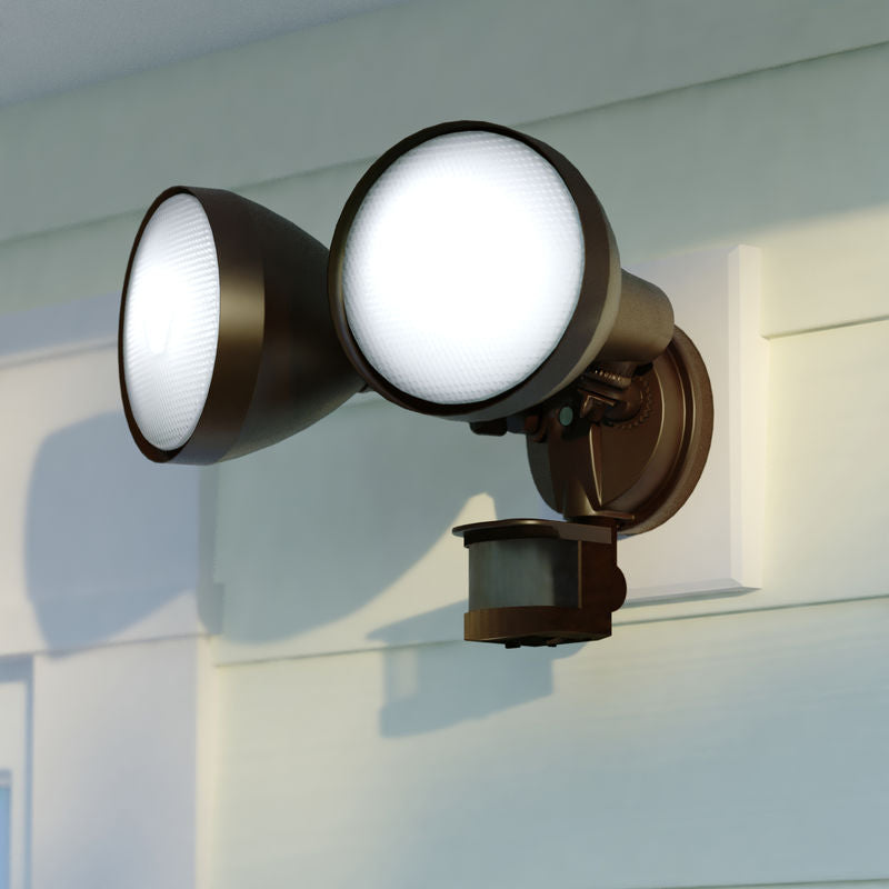 Vaxcel 11.75-in. 2 Light Outdoor Motion Sensor Security Flood Light Bronze 180 Deg.