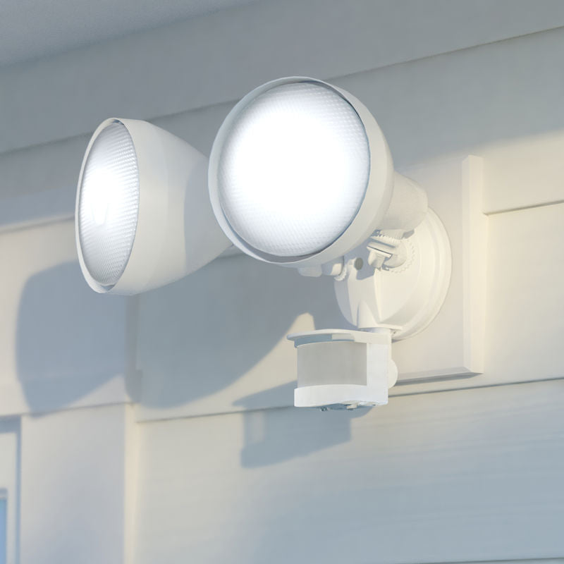 Vaxcel 11.75-in. 2 Light Outdoor Motion Sensor Security Flood Light White 180 Degrees