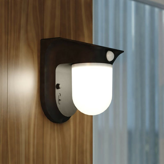 Vaxcel 4.5-in. Solar LED Outdoor Motion Sensor Wall Jar Light Black