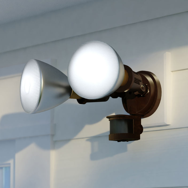 Vaxcel 6.75-in. 2 Light Outdoor Motion Sensor Security Flood Light Bronze