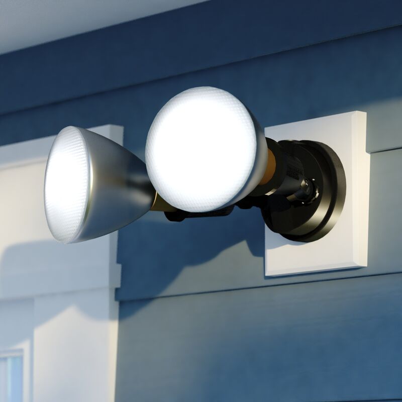 Vaxcel 6.75-in. 2 Light Outdoor Security Flood Light Black