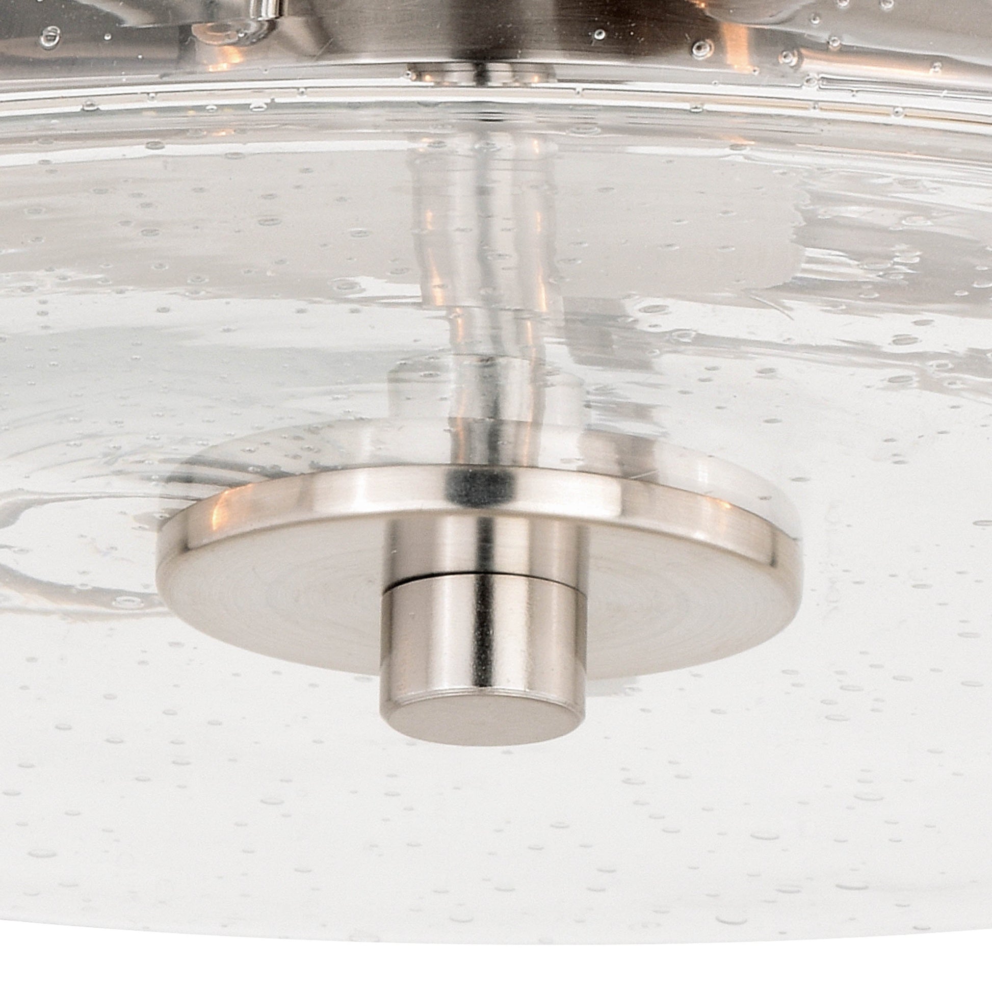 Vaxcel Addison 15" 2-Light Satin Nickel Contemporary Flush Mount Ceiling Light With Clear Seeded Glass Shade