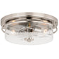 Vaxcel Addison 15" 2-Light Satin Nickel Contemporary Flush Mount Ceiling Light With Clear Seeded Glass Shade