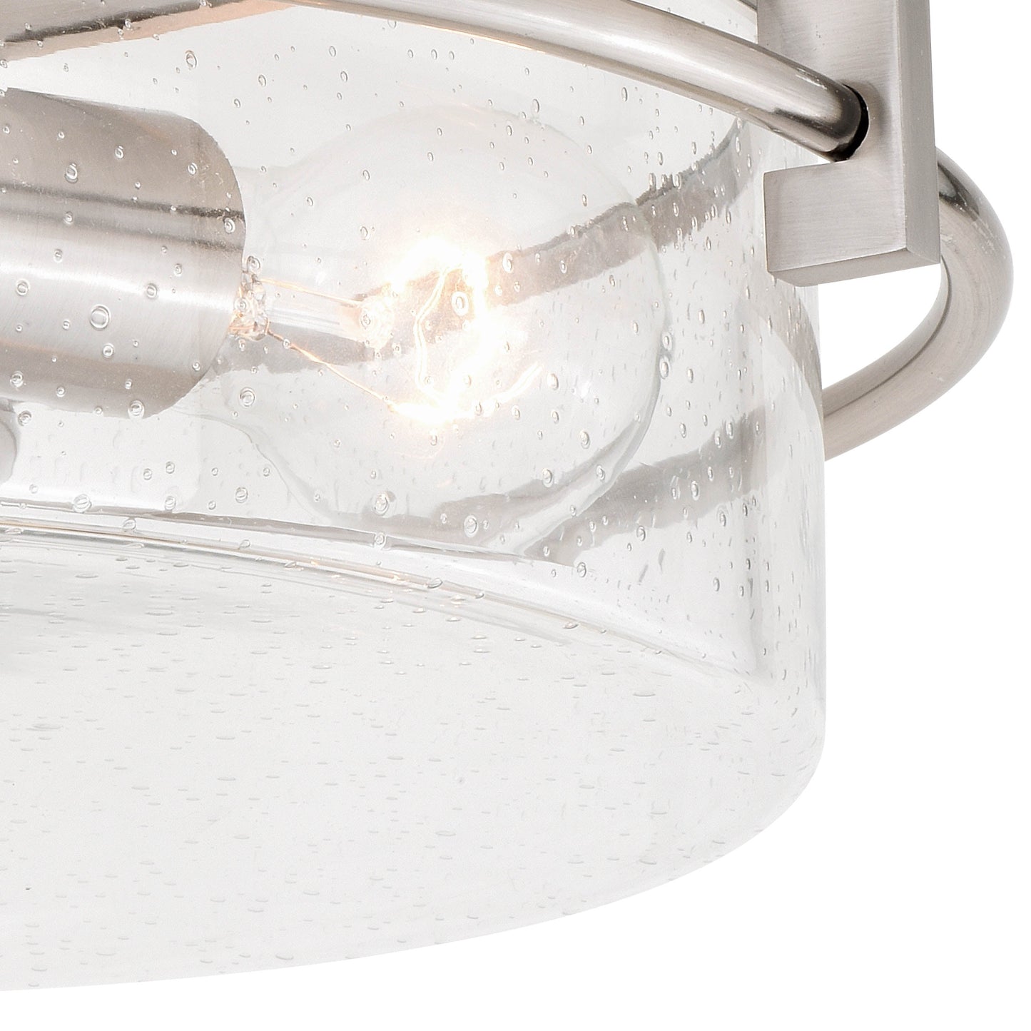 Vaxcel Addison 15" 2-Light Satin Nickel Semi-Flush Mount Light With Clear Seeded Glass Shade