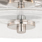 Vaxcel Addison 15" 2-Light Satin Nickel Semi-Flush Mount Light With Clear Seeded Glass Shade