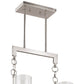 Vaxcel Addison 38" 6-Light Nickel Linear Chandelier With Clear Seeded Glass Shades and Integrated 3-Way Switch