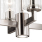 Vaxcel Addison 38" 6-Light Nickel Linear Chandelier With Clear Seeded Glass Shades and Integrated 3-Way Switch